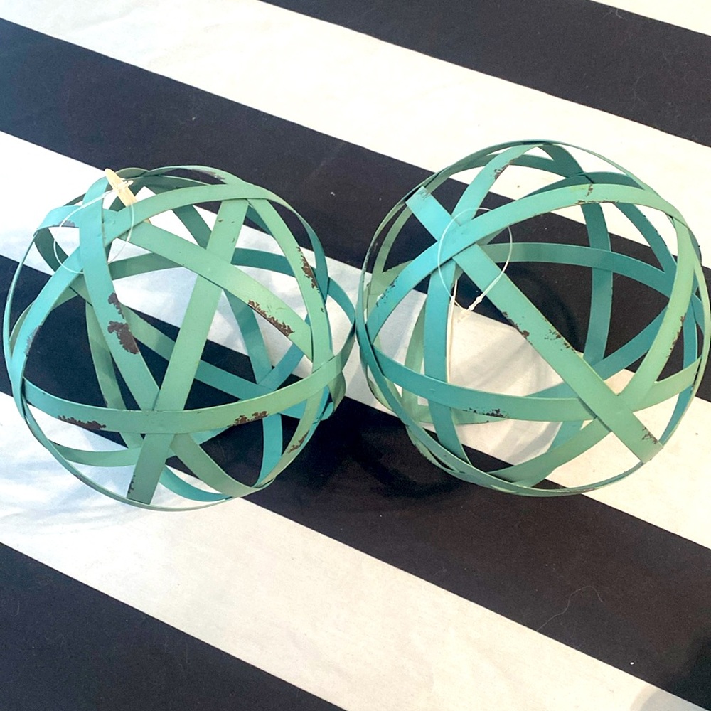 Turquoise Metal Spheres Home Decor